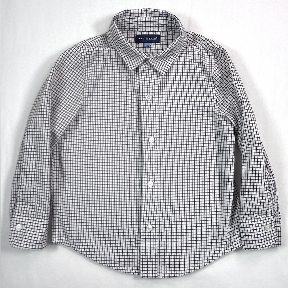 ANDY & EVAN Toddler Boys' Grid Plaid Long Sleeve Casual Button‎ Down Shirt 4T